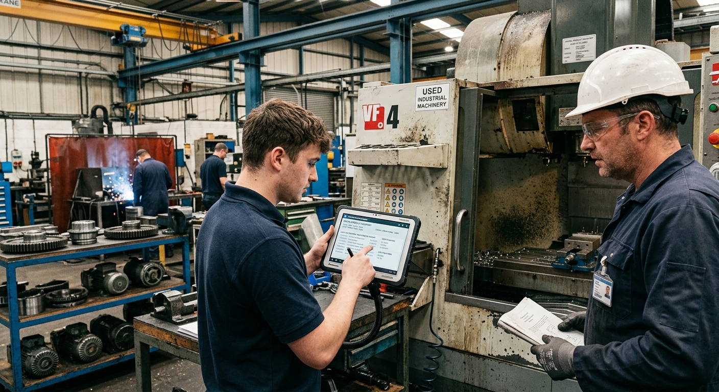 Digital product passports used to review lifecycle records for used industrial machinery