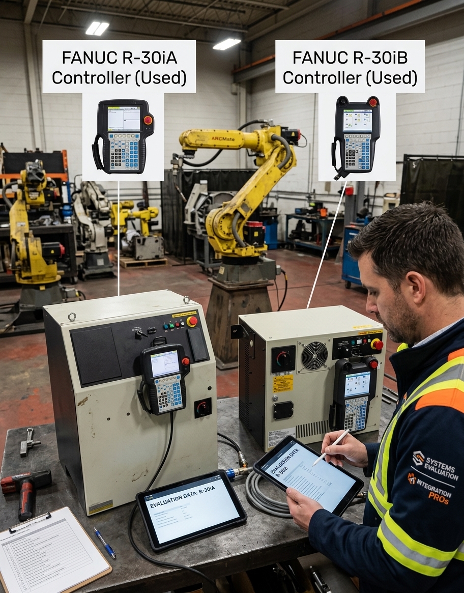 FANUC controller comparison between R-30iA and R-30iB systems for a used industrial robot purchase